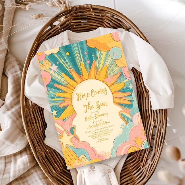 Sunshine Baby Shower Here Come The Son  Invitation (Creator Uploaded)