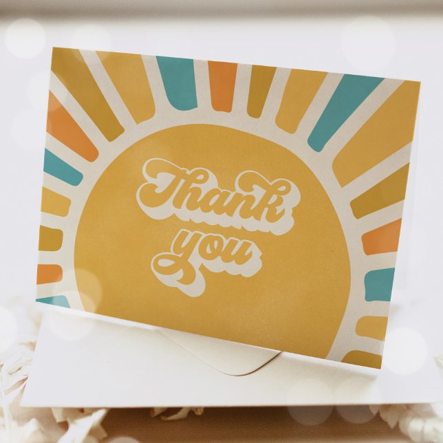 Sunshine Baby Shower Here Come The Son Thank You Card (Creator Uploaded)