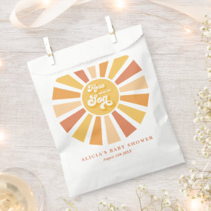 Sunshine Baby Shower Here Come The Son Yellow Rays Favour Bags