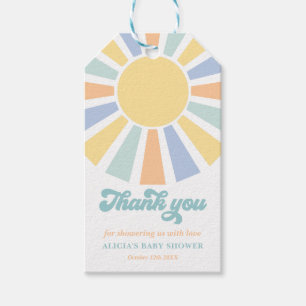 Sunshine Baby Shower Here Come The Son Yellow Rays Gift Tags