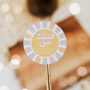 Sunshine Baby Shower Here Come The Sun Favours Classic Round Sticker