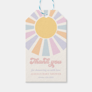 Sunshine Baby Shower Here Come The Sun Pink Rays Gift Tags