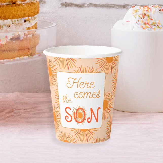 Sunshine baby shower here comes the son paper cups (Creator Uploaded)