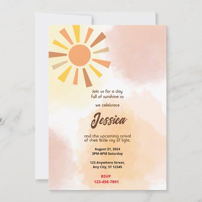 Sunshine Baby Shower Invitation (Front)