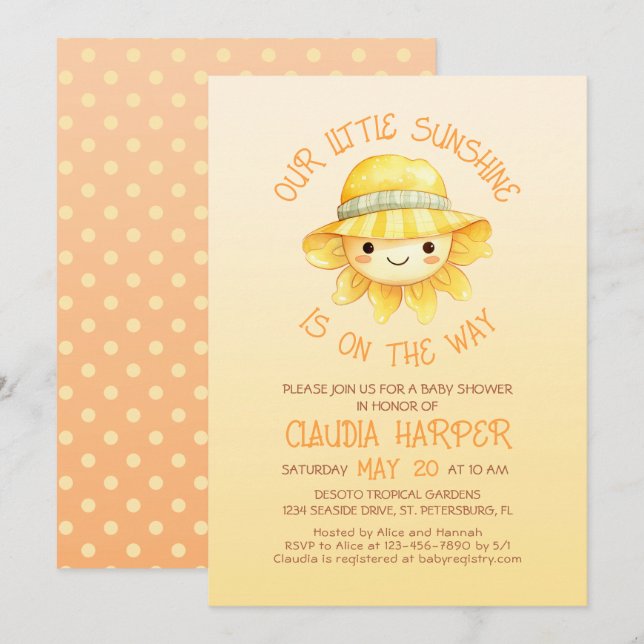 Sunshine Baby Shower Invitation (Front/Back)