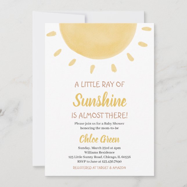 Sunshine Baby Shower Invitation (Front)