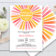 Sunshine Baby Shower Invitation, A Little Ray 