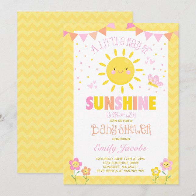 Sunshine Baby Shower Invitation Girl Baby Shower (Front/Back)