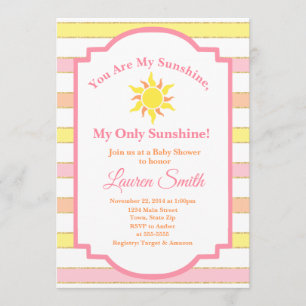 Sunshine Baby Shower Invitation Sun Girl