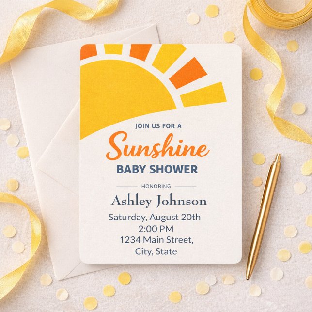 Sunshine Baby Shower Invite – Modern Sun (Creator Uploaded)