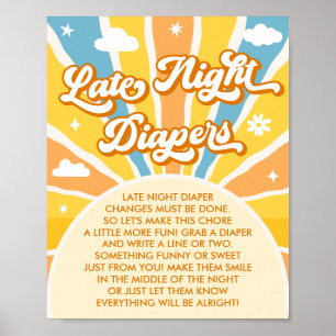 Sunshine Baby Shower Late Night Diapers Game Poster