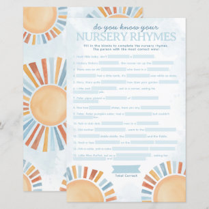 Sunshine Baby Shower Nursery Rhyme Game