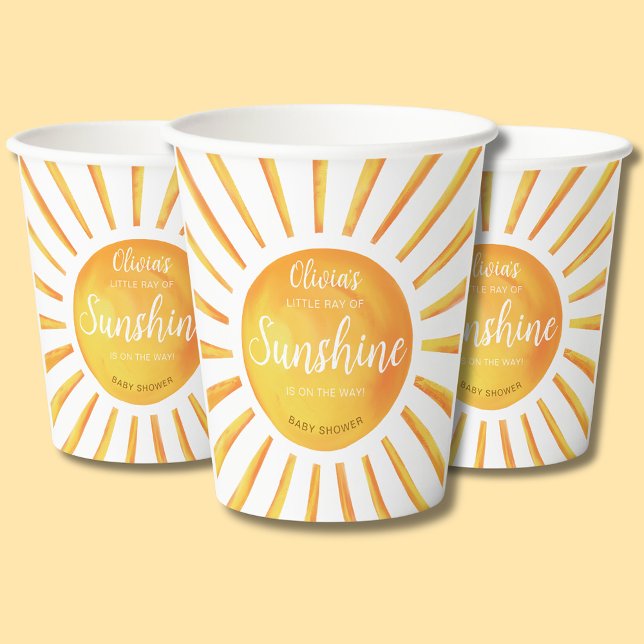 Sunshine Baby Shower Paper Cups (Little Ray of Sunshine Baby Shower Paper Cups)