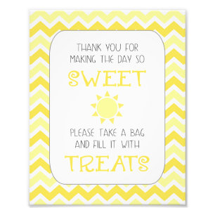 Sunshine baby shower take a treat sign