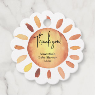 Sunshine baby shower thank favour tags