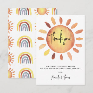 Sunshine baby shower  thank you card