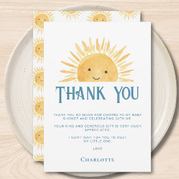 Sunshine Baby Shower Thank You Card