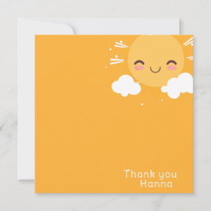 Sunshine baby shower thank you card