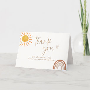 Sunshine Baby Shower Thank You Card, Rainbow Baby