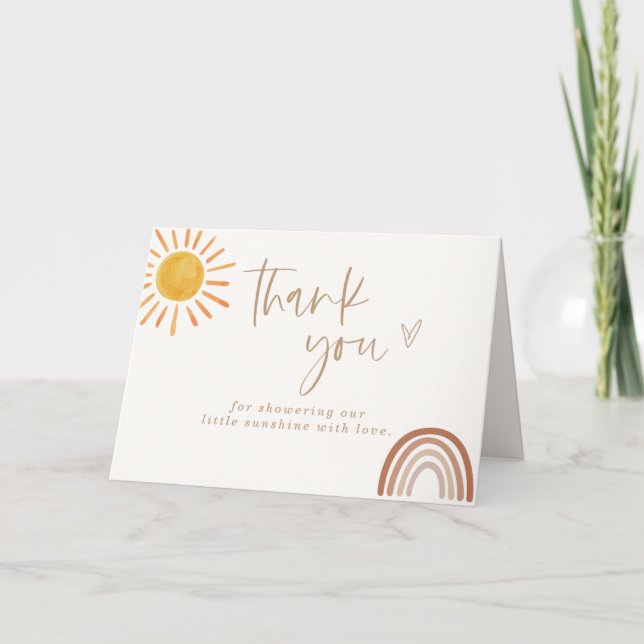 Sunshine Baby Shower Thank You Card, Rainbow Baby  (Front)