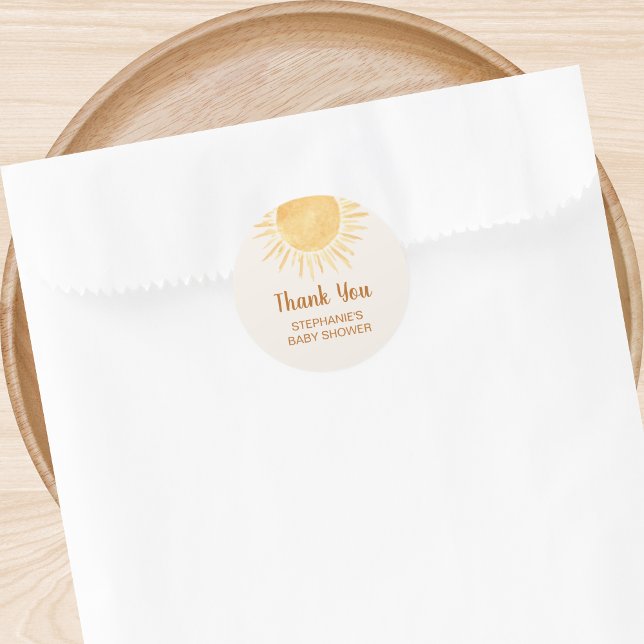Sunshine Baby Shower Thank You Classic Round Sticker (Creator Uploaded)