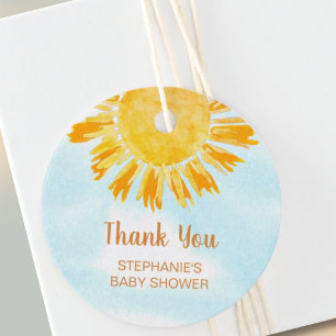 Sunshine Baby Shower Thank You Favour Tags
