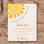 Sunshine Baby Shower Thank You Postcard<br><div class="desc">This baby shower thank you card features the text "A little ray of sunshine is almost here!" with a yellow watercolor sun on a soft cream background. Perfect for a gender-neutral baby shower. Easily customisable. Use the Design Tool to change the text size, style, or colour. Because we create our...</div>