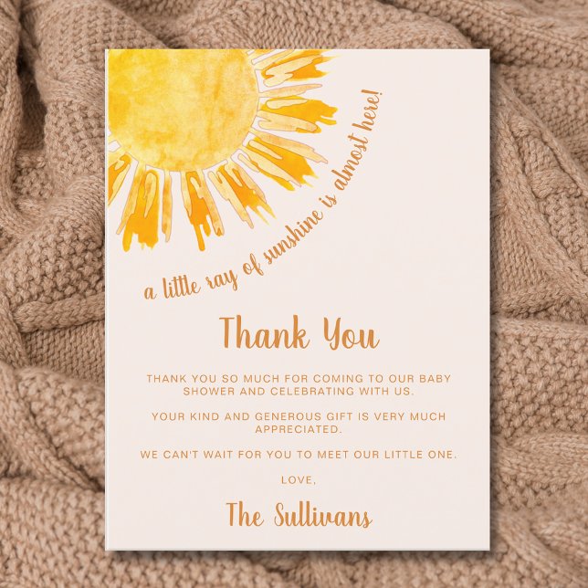 Sunshine Baby Shower Thank You Postcard (Creator Uploaded)
