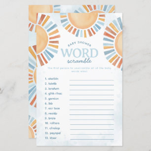 Sunshine Baby Shower Word Scramble Game