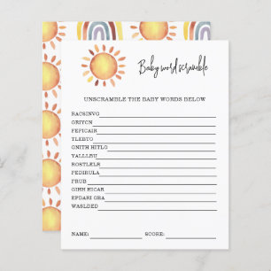 Sunshine Baby Word Scramble   Baby Shower Game