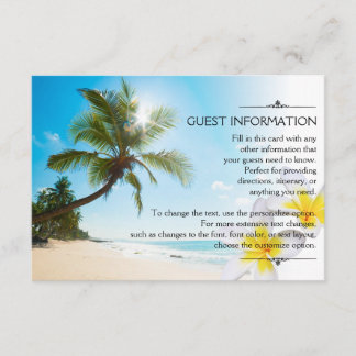 Sunshine Beach Palm Trees Plumerias Wedding Info. Enclosure Card