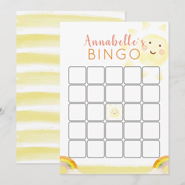 Sunshine Birthday Bingo Game Card (Front/Back)
