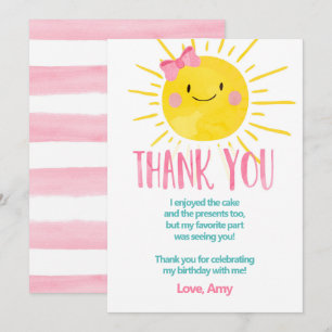 Sunshine Birthday Girl Thank You Card Summer