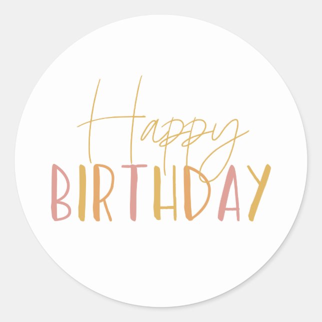 Sunshine Birthday Happy Birthday Cupcake Toppers Classic Round Sticker (Front)