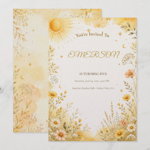 Sunshine Birthday Invitation Boho Chic Sunshine