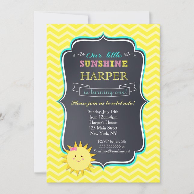 Sunshine Birthday Party Invitations (Front)