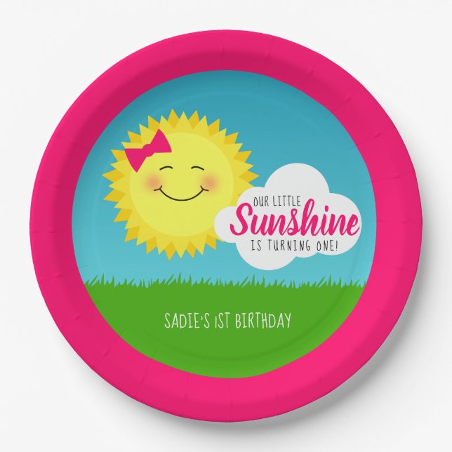 Sunshine Birthday Party Paper Plate (Front)
