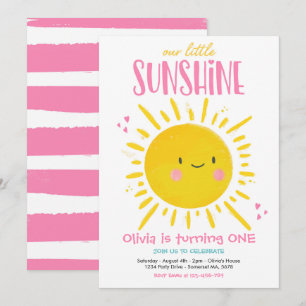 Sunshine Birthday Party Pink Our Little Sunshine Invitation
