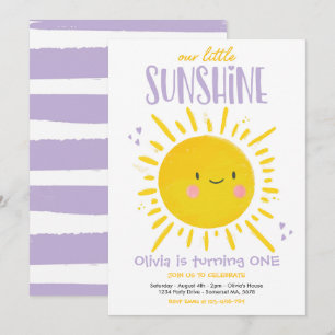 Sunshine Birthday Party Purple Our Little Sunshine Invitation