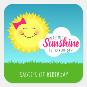 Sunshine Birthday Party Square Sticker
