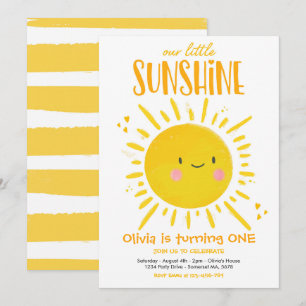 Sunshine Birthday Party Yellow Our Little Sunshine Invitation