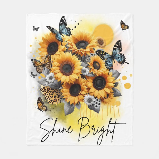 Sunshine Bloom Fleece Blanket (Front)