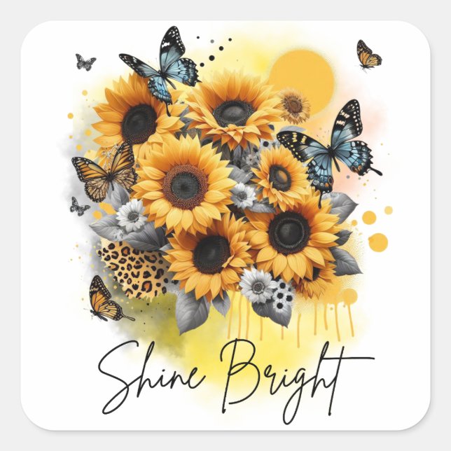 Sunshine Bloom Square Sticker (Front)