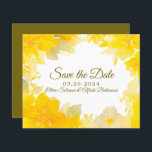Sunshine & Blooms: Yellow Watercolor Floral<br><div class="desc">This Sunshine & Blooms: Yellow Watercolor Floral Save the date card is perfect for your summer cool look, modern style wedding. The warm yellow and blooming style of flowers accompanied by the minimalist shades of orange complementary flowers will help bring your vision to life! This design of shades of yellow...</div>
