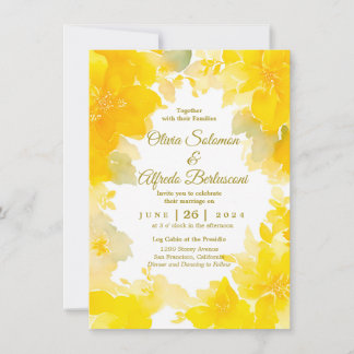 Sunshine & Blooms: Yellow Watercolor Floral Invitation