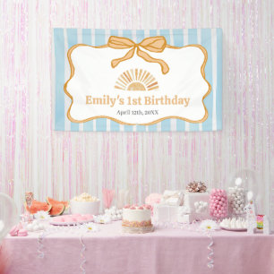 Sunshine Blue Gingham Birthday Party Banner