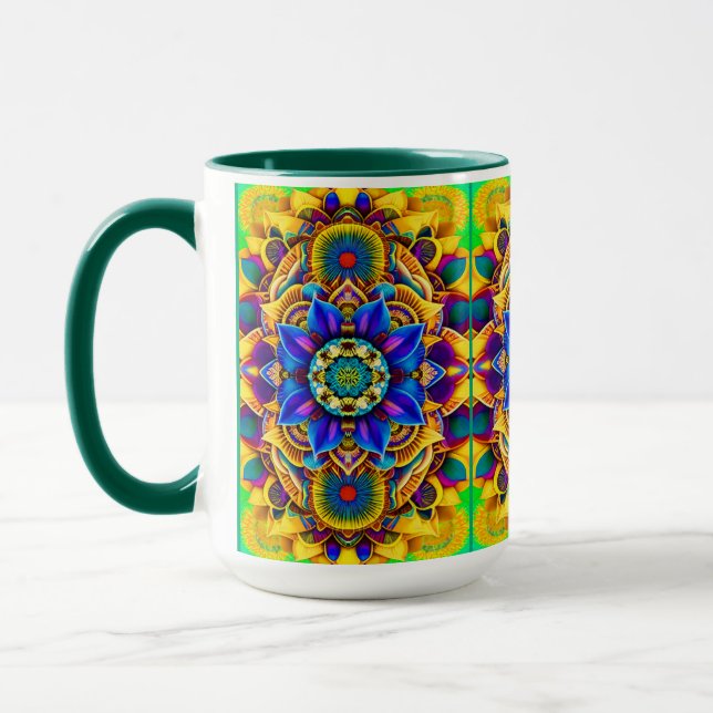 Sunshine Blue Mandala  Mug (Left)