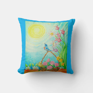 Sunshine blue skies throw pillow 