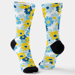 Sunshine Blue Sky Blooming Daisy Socks