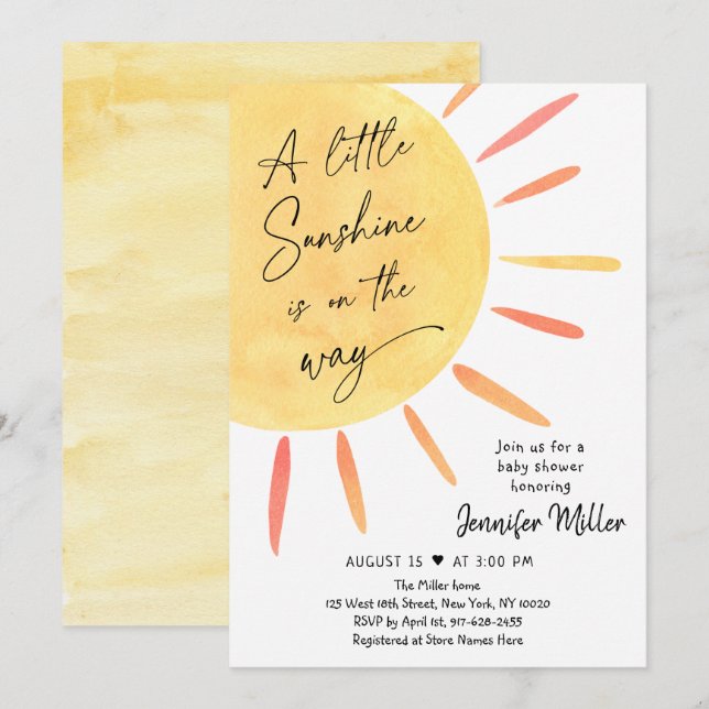 Sunshine Boho Baby Shower Invitation (Front/Back)